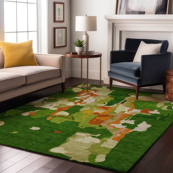 Addison Rugs Mayfield Premium Machine Washable Transitional Abstract Green Rectangle Rug, 8' x 10'