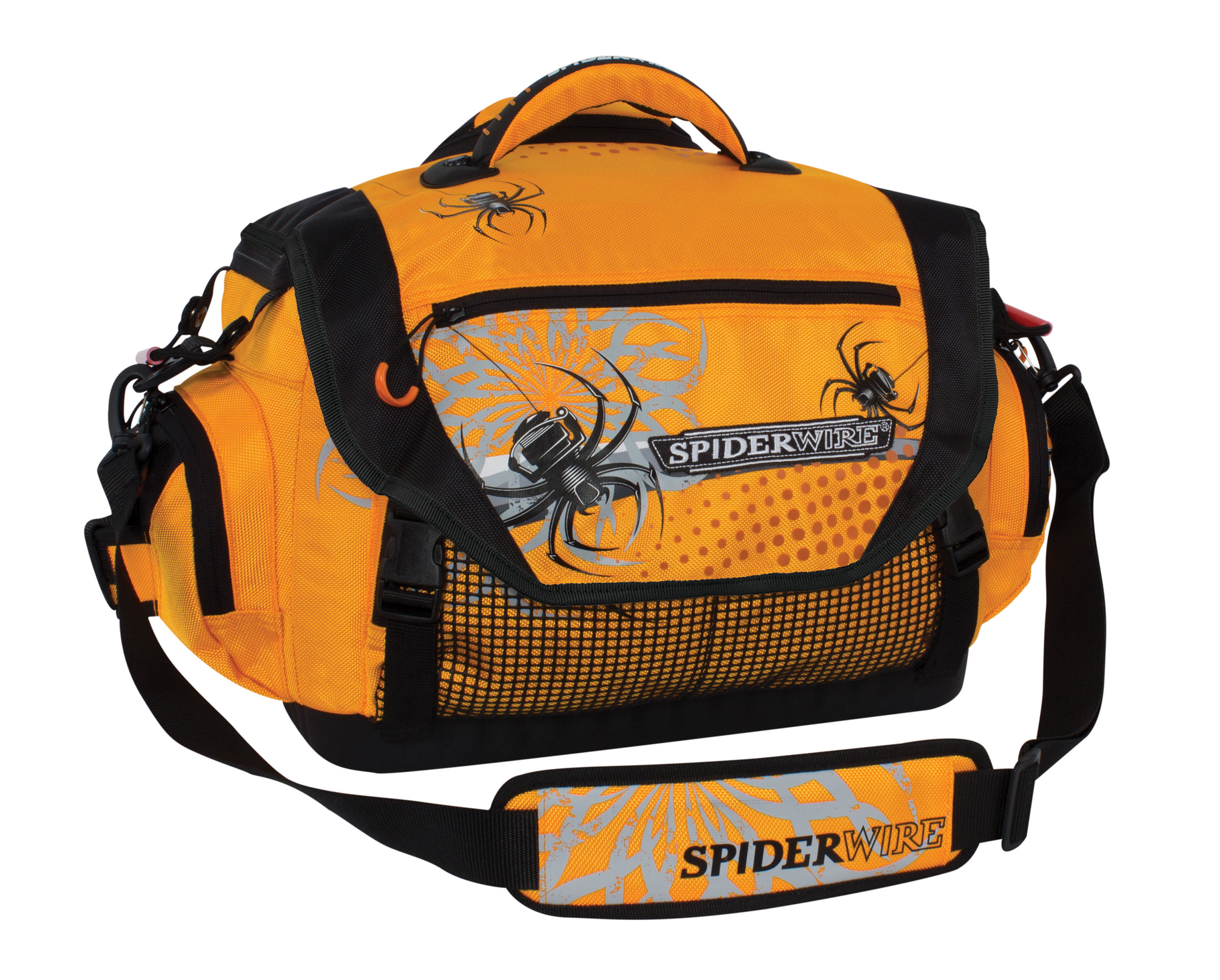 Spiderwire Soft Sided Fishing Tackle Bag with 4 Large Utility Lure Box,  Medium, Orange