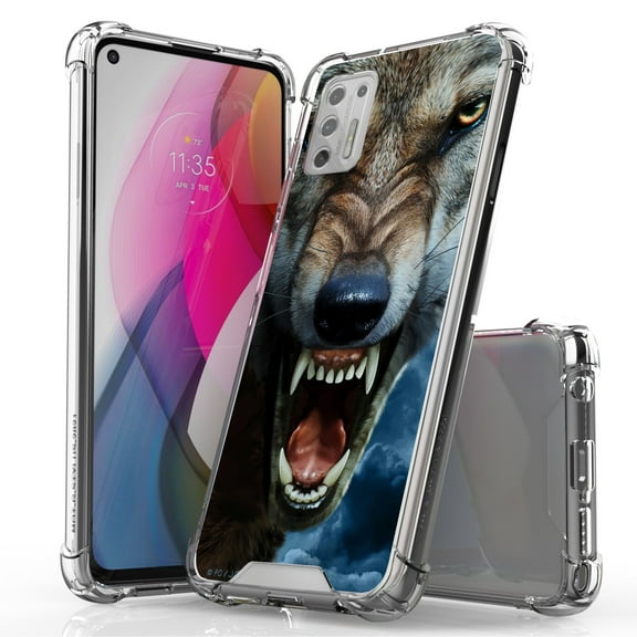 ANJ  Hybrid Slim Hard Back Cover Case Flexible Bumper for Motorola Moto G Stylus 2021 - Feral Wolf