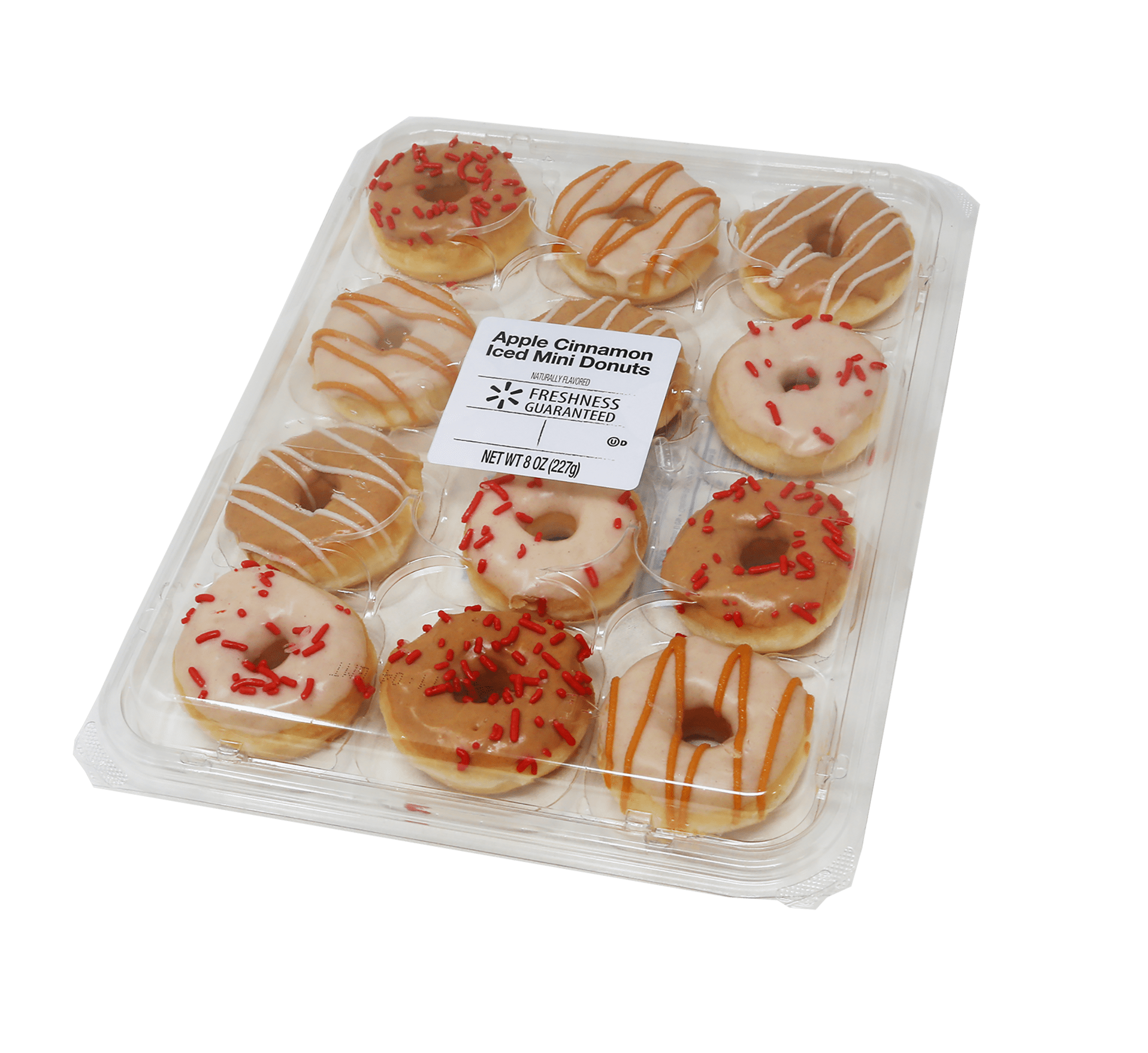 Freshness Guaranteed Apple Cinnamon Iced Mini Donuts, 12 Count, 8 oz, Soft and Chewy Snack Pack, Fried
