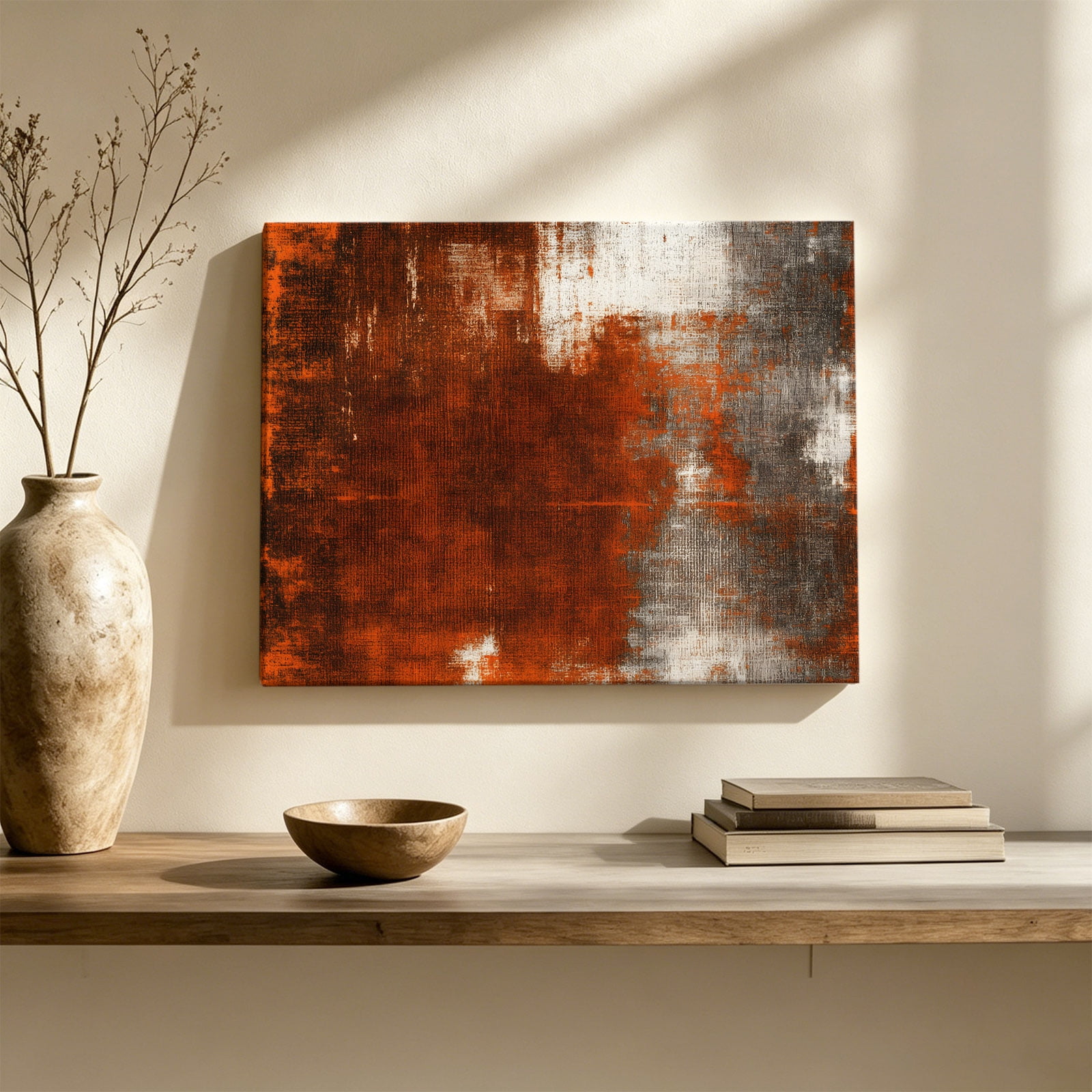 Abstract Collage Art Canvas Wall Art Vintage Red Oil Painting Texture Wall Art Prints Artwork Framed Canvas Ready to Hang Art Pictures for Hallway Living Dining Room Bedroom 24 x 16