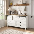 thumbnail image 6 of Farmhouse 6 Drawers Dresser with Sliding Barn Door,55.1'' Long Dresser, 4 Large and 2 Small Drawers, Sliding Barn Door, Solid Wood Legs for Entryway, Bedroom, Living Room,White, 6 of 9