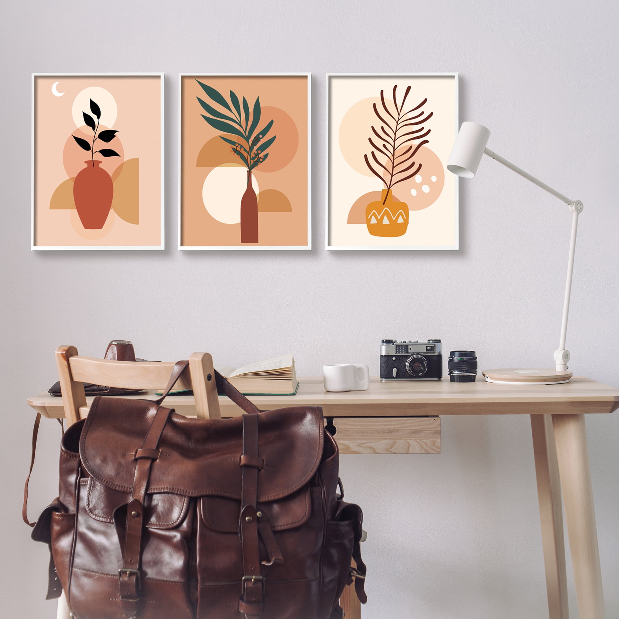 Stupell Industries Boho Plant Vases Botanical & Floral Painting White Framed Art Print Wall Art, 16 x 20