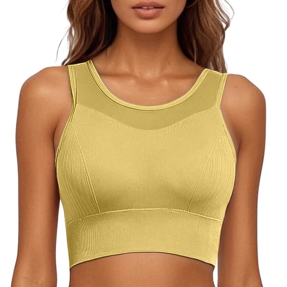 IWRICH Sports Bras for Women High Impact Racerback Seamless Yoga Bras Stretchable Workout Activewear Everyday Bra Underwear Yellow XL
