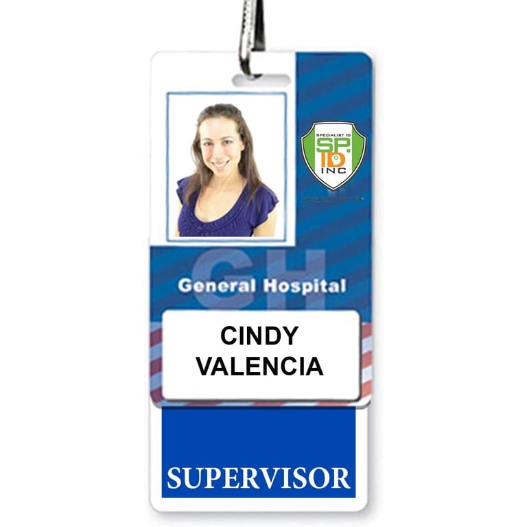 Supervisor Badge Buddy - Horizontal ID Backer, 2-Sided USA Printed, Spill & Tear Proof, Blue