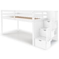 thumbnail image 5 of Bedz King Contemporary Low Loft Twin Bed with 3 Step-Stairway, White with Pink & White Tent, 5 of 9