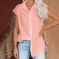 thumbnail image 6 of cfhntfmh Buttons down Shirts for Women Soft Short Sleeve Basic Linen Shirts Cotton Casual V Neck Collared Summer Beach Blouses, 6 of 6
