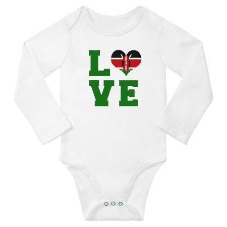 

Love Kenya Heart Flag Baby Long Slevve Romper (White 18-24 Months)