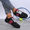 thumbnail image 6 of Willtoo Womens Retro Stripe Lace-Up Sneakers Round Toe Color Block Casual Walking Shoes Lightweight Flat Athletic Trainers, 6 of 6