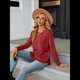 thumbnail image 4 of Blusas de Larga con Cuello Redondo para Mujer, Blusas Holgadas con Botones para Otoño e Invierno 2025. Rojo XL, 4 of 10