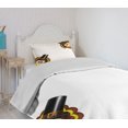 thumbnail image 4 of Ambesonne Turkey Quilted Bedspread Set 2 Pcs, Funny Poultry Animal, Twin Size, Brown Black Yellow, 4 of 6