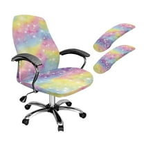 FKELYI Rainbow Butterfly Print Office Chair Cover with 2 Pcs Armrest Covers Swivel Boss Chair Slipcover Anti-Dust Protector for Armchair Home Decor, Large