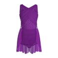 thumbnail image 3 of Raenseen Justaucorps de Patinage en Strass pour Filles Robe de Danse Ballet Lyrique Découpe Dos Costume de Performance Violet 12, 3 of 7