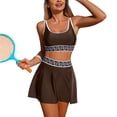 thumbnail image 4 of GEWSEY Womens High Waisted Bikini Sets Two Piece Tummy Control Swim Skirt Color Block Skirted Swimsuit 2026 (Coffee, S), 4 of 7