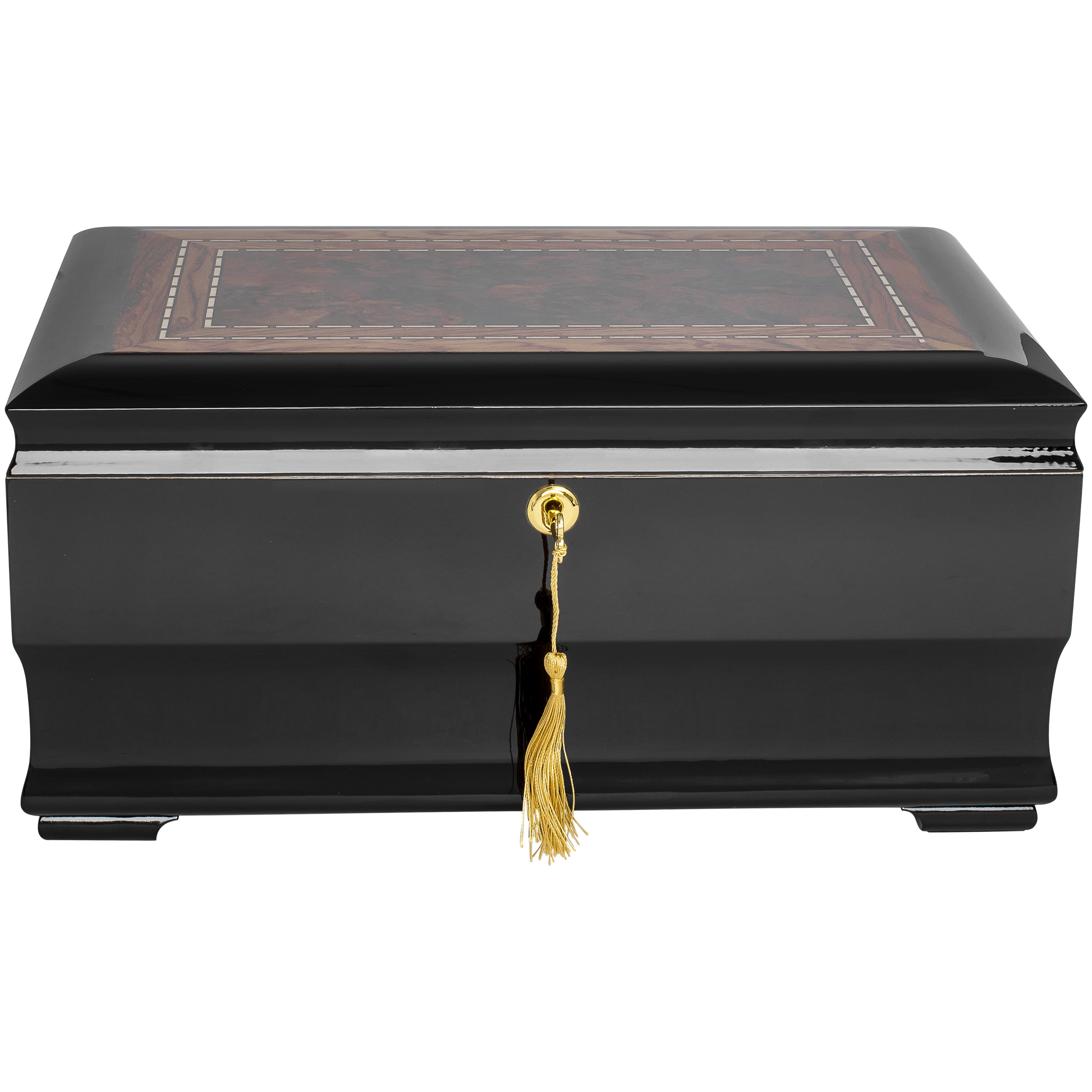 Humidor Supreme Malta Cigar Storage Piano Black and Walnut Burl Wood