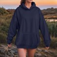 thumbnail image 2 of Towmus Hoodies for Women Drawstring Casual Long Sleeve Pullover Tops Solid Color Hooded Sweatshirt with Pocket S-4XL, 2 of 5