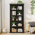 thumbnail image 3 of 5-Tier Industrial Art Bookcase with X-Pattern Sides, E0 Panels & Black Metal Frame, 34kg/Shelf Capacity, Open Shelving for Home/Office, 3 of 6