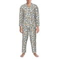 thumbnail image 3 of Gaeub White Popcorn Mens Pajamas Set Mens Sleepwear with Long Sleeve Top & Bottoms PJs-Small, 3 of 7