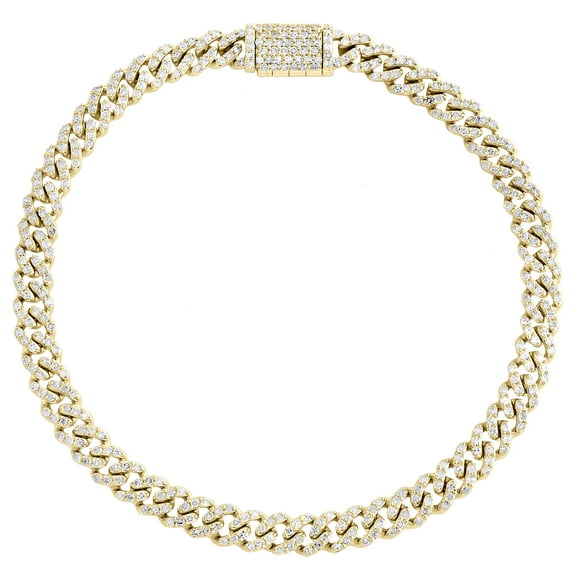 10K Yellow Gold Genuine Diamond Unisex 4mm Miami Cuban Link 7" Bracelet 1.95 CT