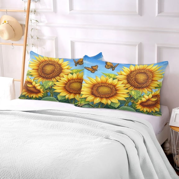 Pillow Case Plush Pillow Sunflower Pattern Case standard size/King size/Queen size Bed Pillow Pillowcases