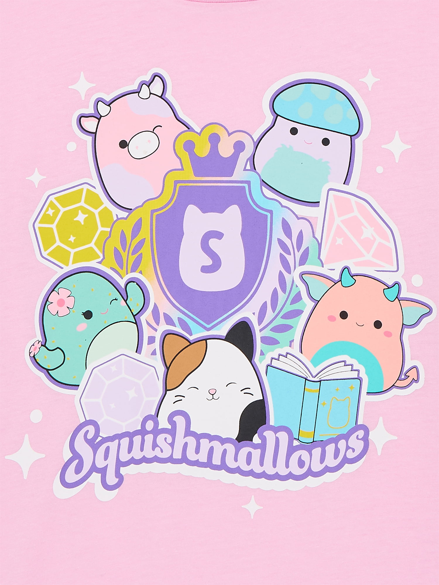 Squishmallows Girls Graphic Tee with Short Sleeves, Sizes 4-16