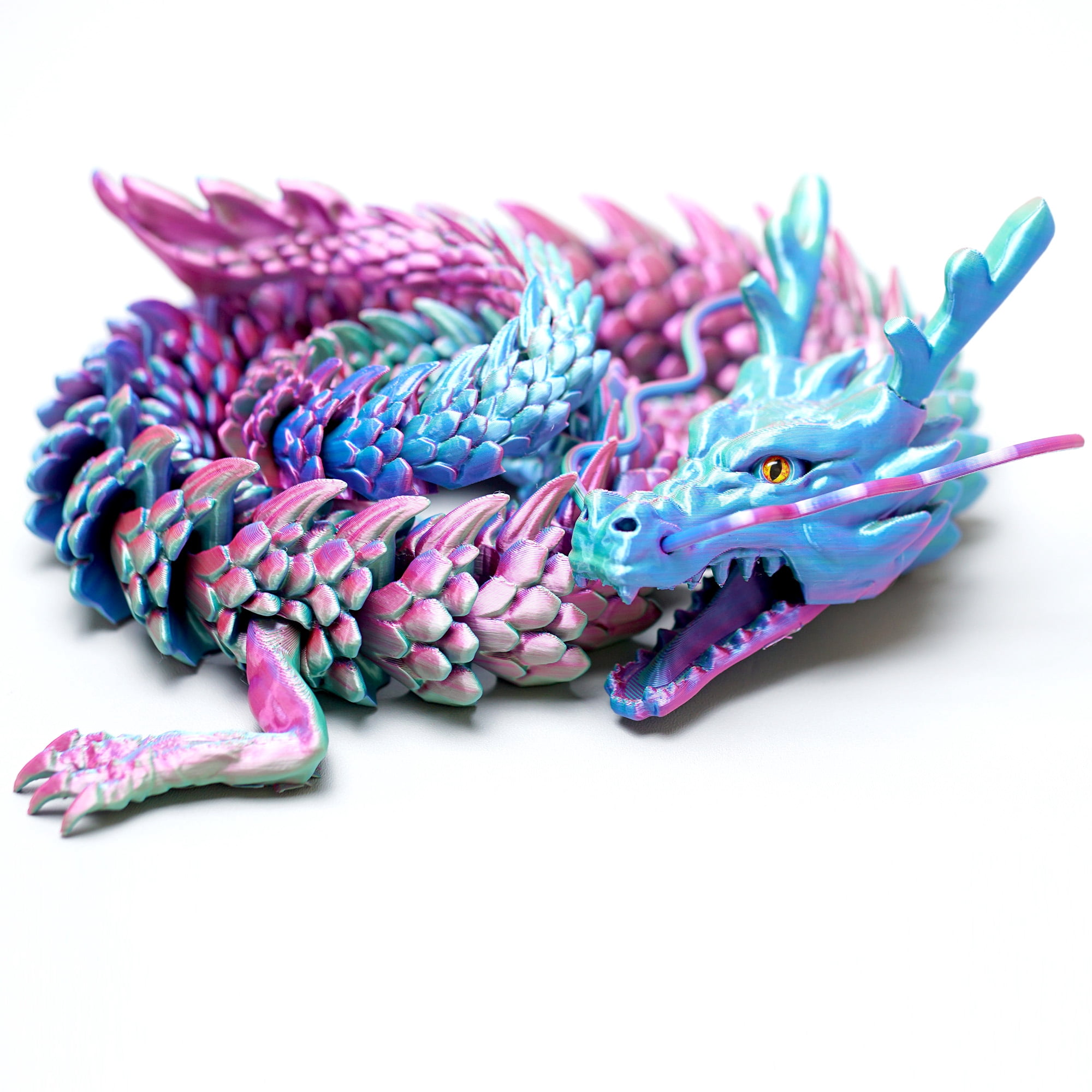 33.5inch 3D Printed dragon,Flexible Joint Animal lacertid Figurines,Realistic Eyes, Home Office Decor,Fidget Toy for Adults Teens Boy Festival Gifts