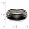 thumbnail image 5 of Grey Titanium Men's Ring Band Edward Mirell 8mm Blk Ti Stepped with Gray Crete Insert, 5 of 7