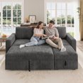 thumbnail image 5 of Marrber 78” Oversized Modern Plush Corduroy L-Shaped Modular 4-Seater Pull-Out Sectional Sleeper Sofa Bed with Hidden Storage for Living Room and Apartment, Gray, 5 of 7