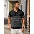 thumbnail image 3 of COOFANDY Men's Striped Polo Shirt Casual Knit Short Sleeve Golf Shirts Lightweight Fashion Collared T Shirts, 3 of 6