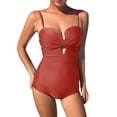 thumbnail image 1 of adviicd Maillot de Bain Modeste pour Femmes Maillot de Bain une Pièce Col Rond Dos Croisé Rouge,m, 1 of 5