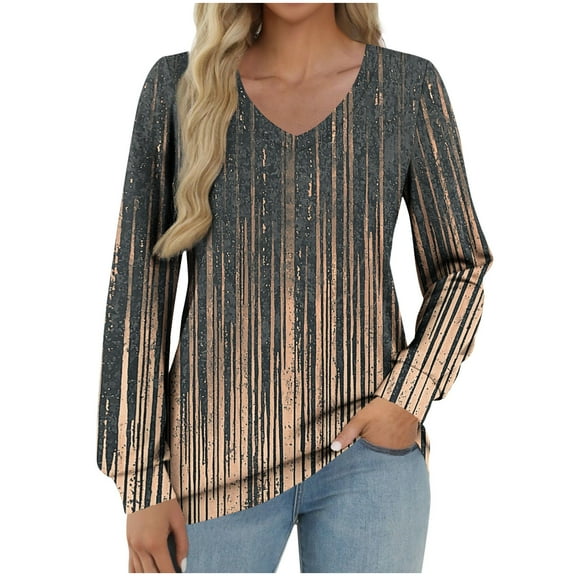 Perfectbot Womens Dressy Casual Blouses V Neck Tunic Long Sleeve Tops Fall Trendy Fashion Shirts