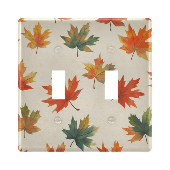 Yayeee Toggle Light Switch Wall Plate 2-Gang 4.56"x4.48" Decorative Outlet Cover, Orange Autumn Leaves