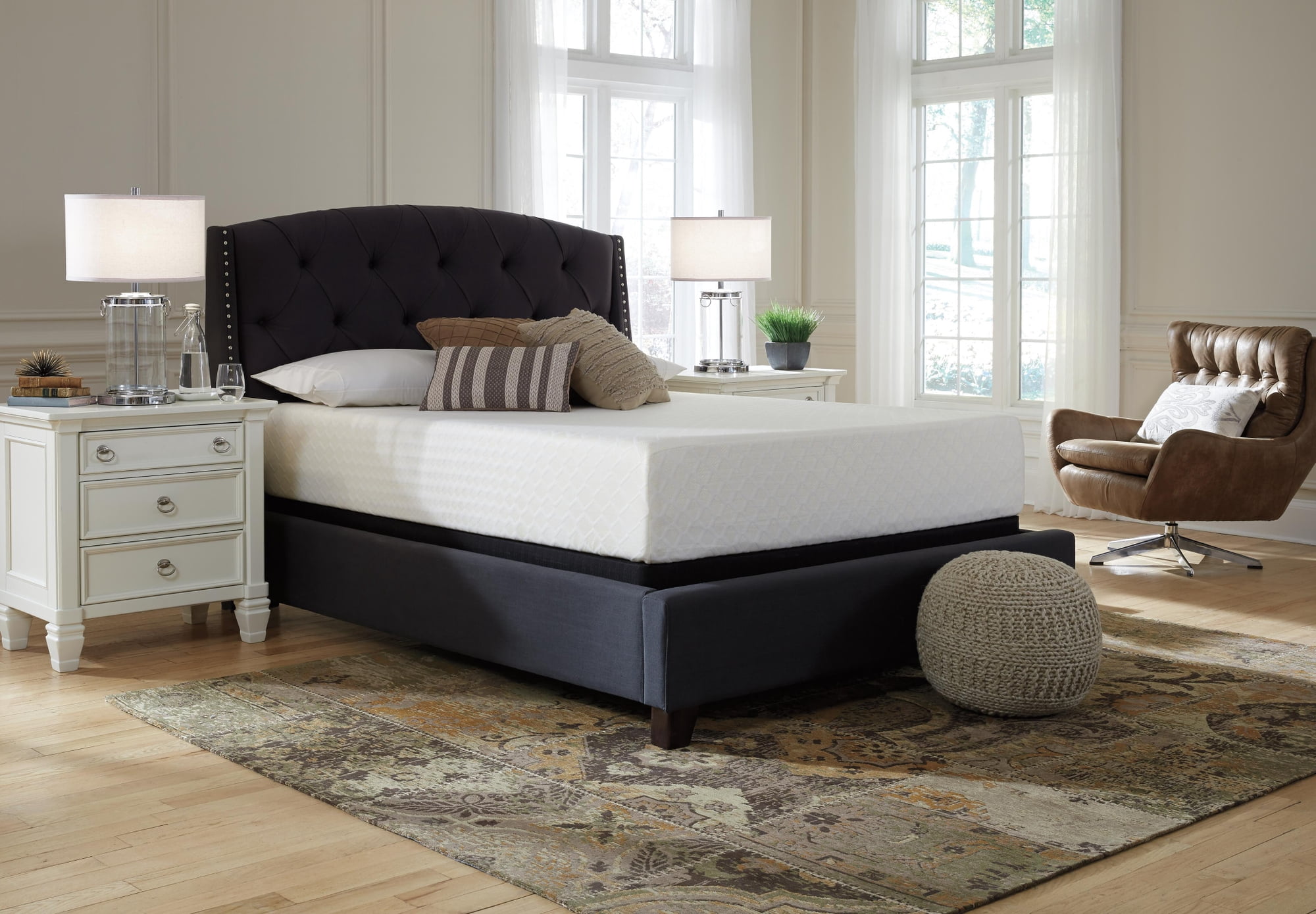 Signature Design by Ashley 12 Inch Chime Medium Firm Charcoal Gel & Green Tea Infused Memory Foam King Mattress for Pressure Relief