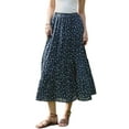 thumbnail image 2 of Flowy Maxi Skirt for Women Summer Elastic High Waisted Casual A-Line Long Skirts XS Dark Blue, 2 of 6