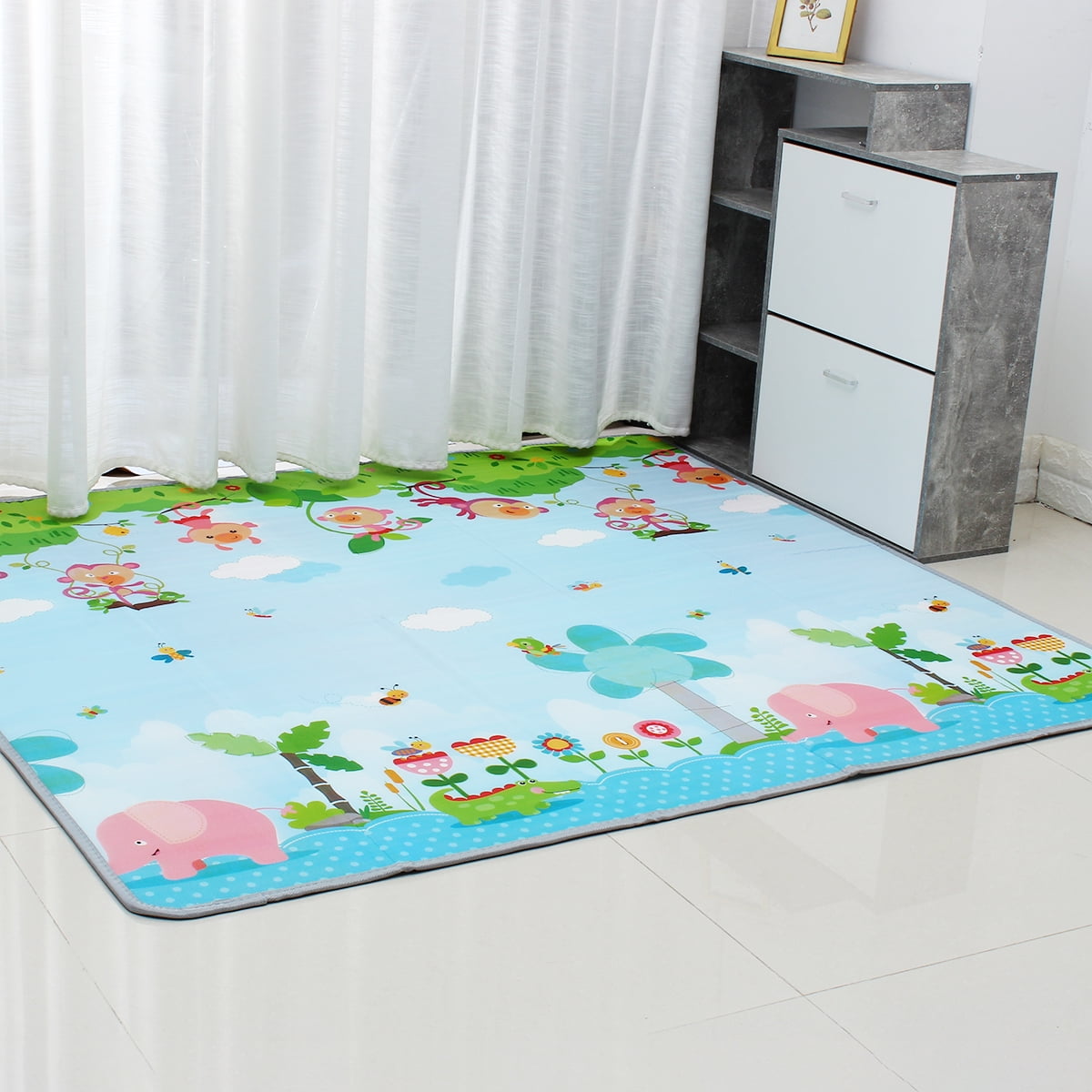 Floor Mat Baby Climbing Mat Foldable Waterproof Sliding Dirtresistant