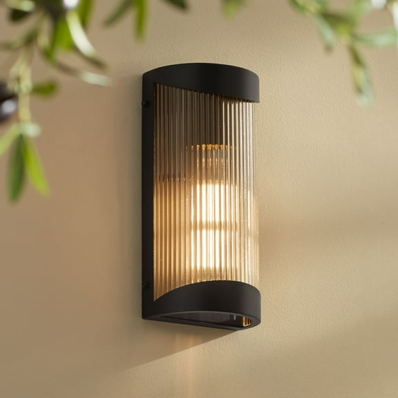 Possini Euro Design Possini Euro August 11" High Textured Black Outdoor Wall Light