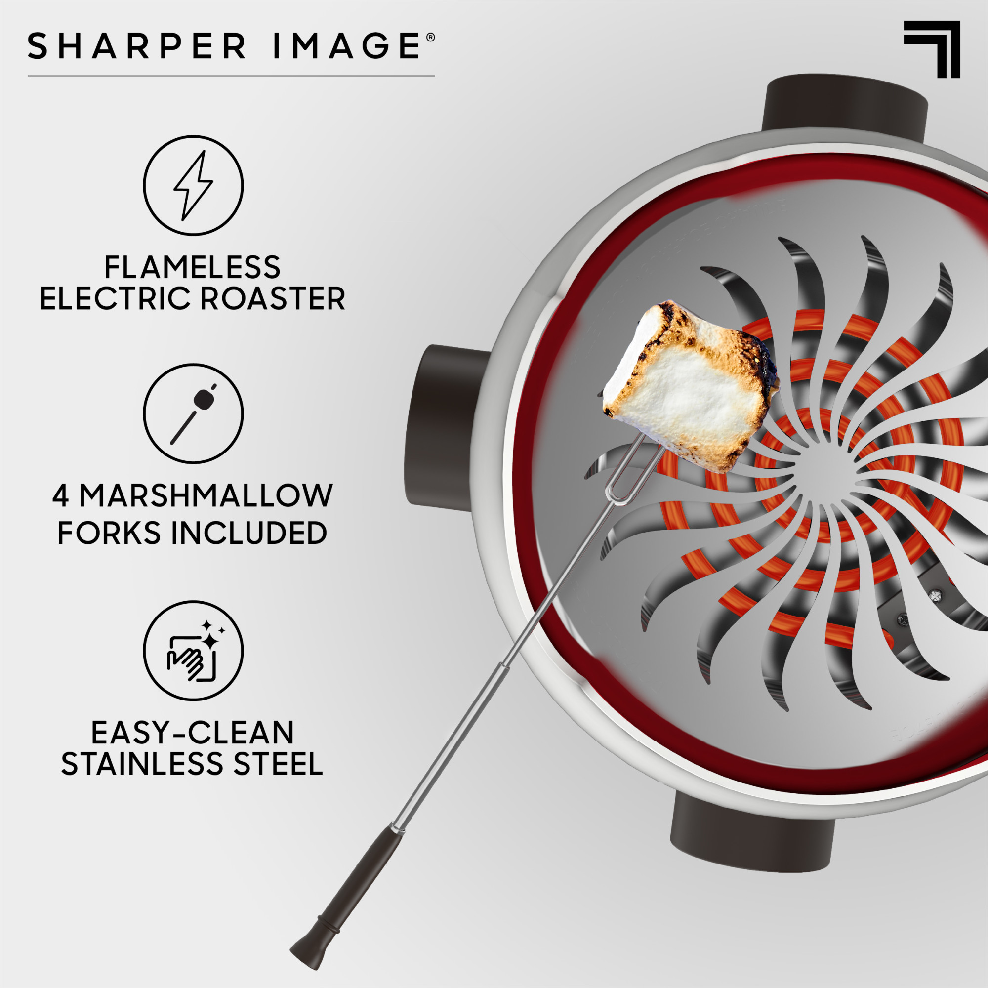 Sharper Image® Flameless Marshmallow S'mores Maker, Includes Four Forks and Easy Cleaning Parts
