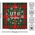 thumbnail image 5 of Christmas Winter Shower Curtain Let It Snow Shower Curtain for Bathroom Red and Green Buffalo Plaid Christmas Bathroom Decors Fabric Waterproof Bath Curtain 72x72 Inch, 5 of 6