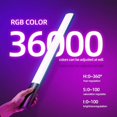 thumbnail image 3 of SAYDY Portable LED Photography Video Light Wand, OLED Display, Rechargeable, RGB Handheld Wand Stick, 12 Lighting Mode, Stepless Dimming, Adjustable 2500-8500K (Color : 4pcs), 3 of 8
