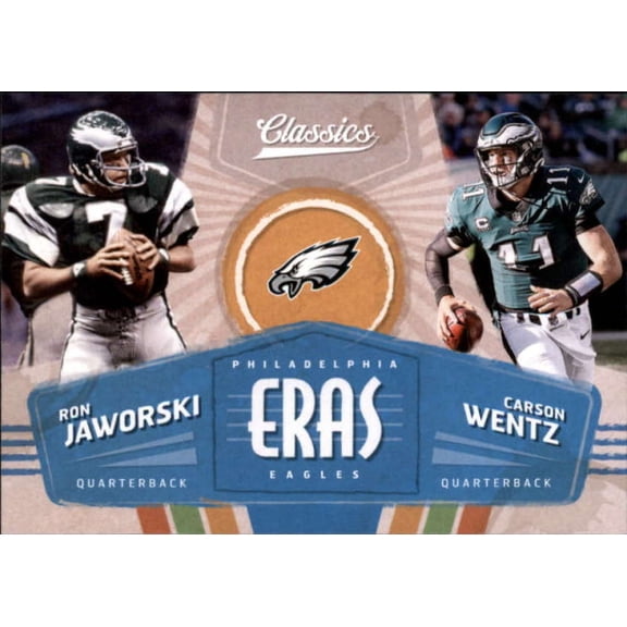 Collectible 2018 Panini Classics Eras #3 Carson Wentz/Ron Jaworski NFL Football Trading Card Eagles