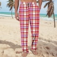 thumbnail image 2 of SnnmBlm Mens Pajama Pants Bottoms Fleece Lounge Pants Sleepwear Plaid PJs with Pockets Microfleece Pink L, 2 of 7