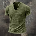 thumbnail image 2 of JULMCOMO Cotton Linen T Shirts for Men Distressed Raw Fringe V Neck Short Sleeve Regular Casual Shirt Summer Classic Tees Army Green 3XL, 2 of 5