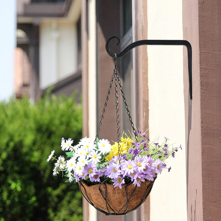 Lngoor 2 Pack Decorative Iron Wall Hooks Metal Lantern Bracket Hanger for Hanging Plants,Bird Feeders, Wind Chimes,Indoor Outdoor,6 inch, Black