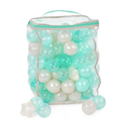 Battat Bag of Balls Cozy Colors 100 Plastic Multicolor Play Balls for Ball Pit & Reusable Storage Bag for 12 Months  
