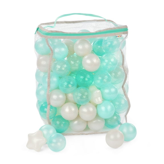 Battat Bag of Balls Cozy Colors 100 Plastic Multicolor Play Balls for Ball Pit & Reusable Storage Bag for 12 Months  