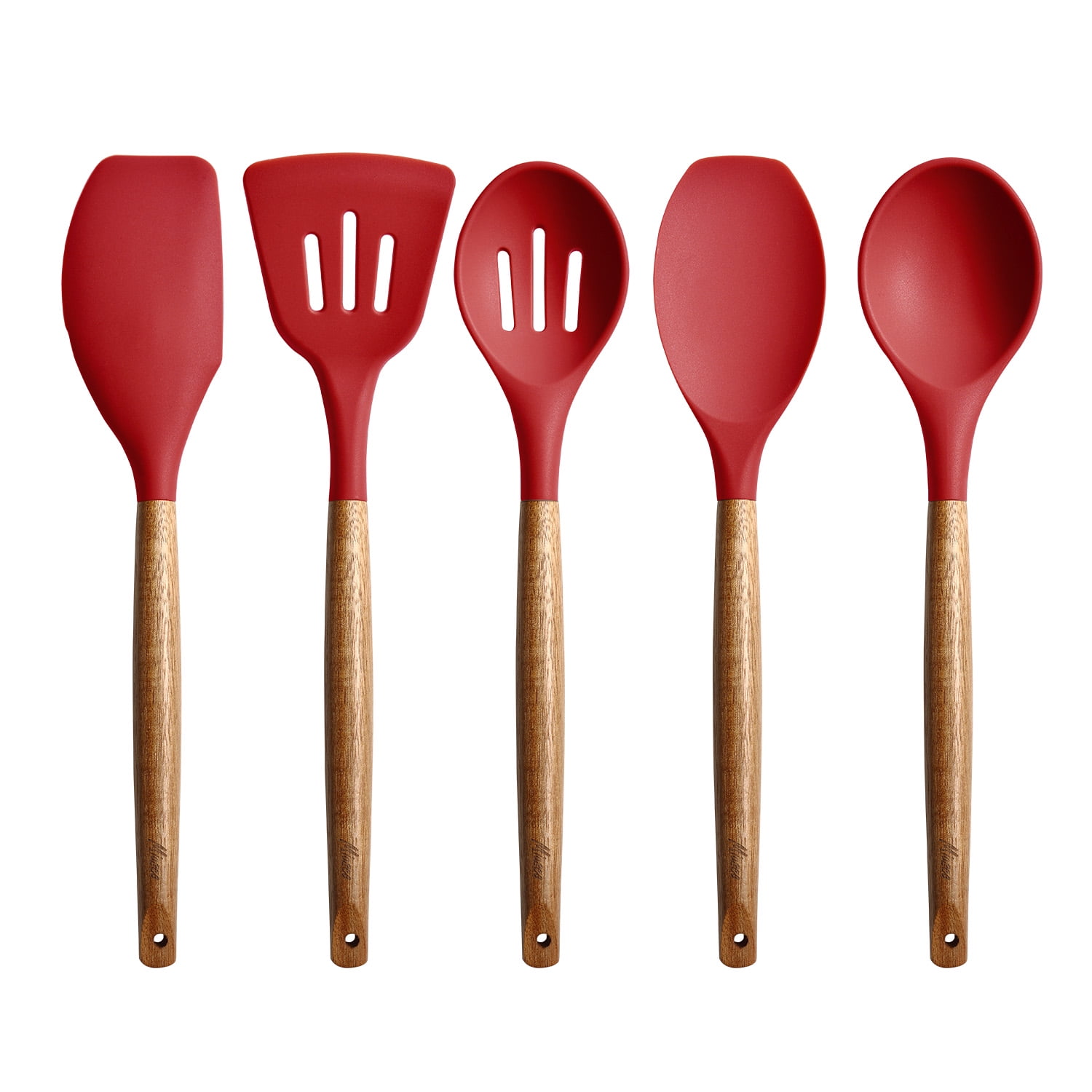 red silicone kitchen utensils set