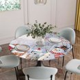 thumbnail image 5 of Christmas Round Tablecloth for 45-54 Inch Tables, Fitted Table Cover with Elastic Edge, Snowman Xmas Tree Snowflake White Waterproof Outdoor Table Cloth Protector for Patio Garden Dinner Picnic, 5 of 9