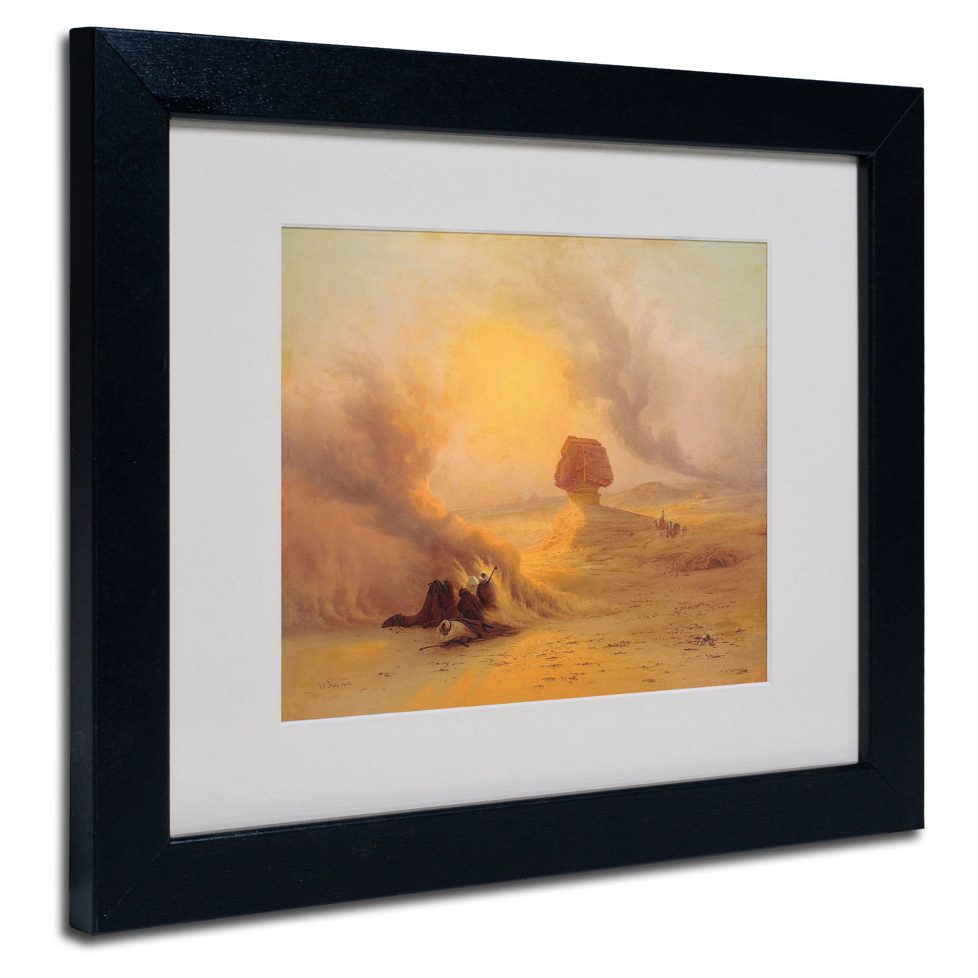 Trademark Fine Art "Caravan Caught in Sinum Wind" Canvas Art by Johann Frey, Black Frame