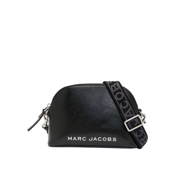 Marc Jacobs Small Dome Leather Crossbody Bag In Black/Silver