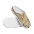 thumbnail image 3 of Daiia Retro Geometry Print Women’s Fuzzy Slippers Memory Foam Lightweight House Shoes Cozy Loafer Flannel House Shoes-39/40, 3 of 7